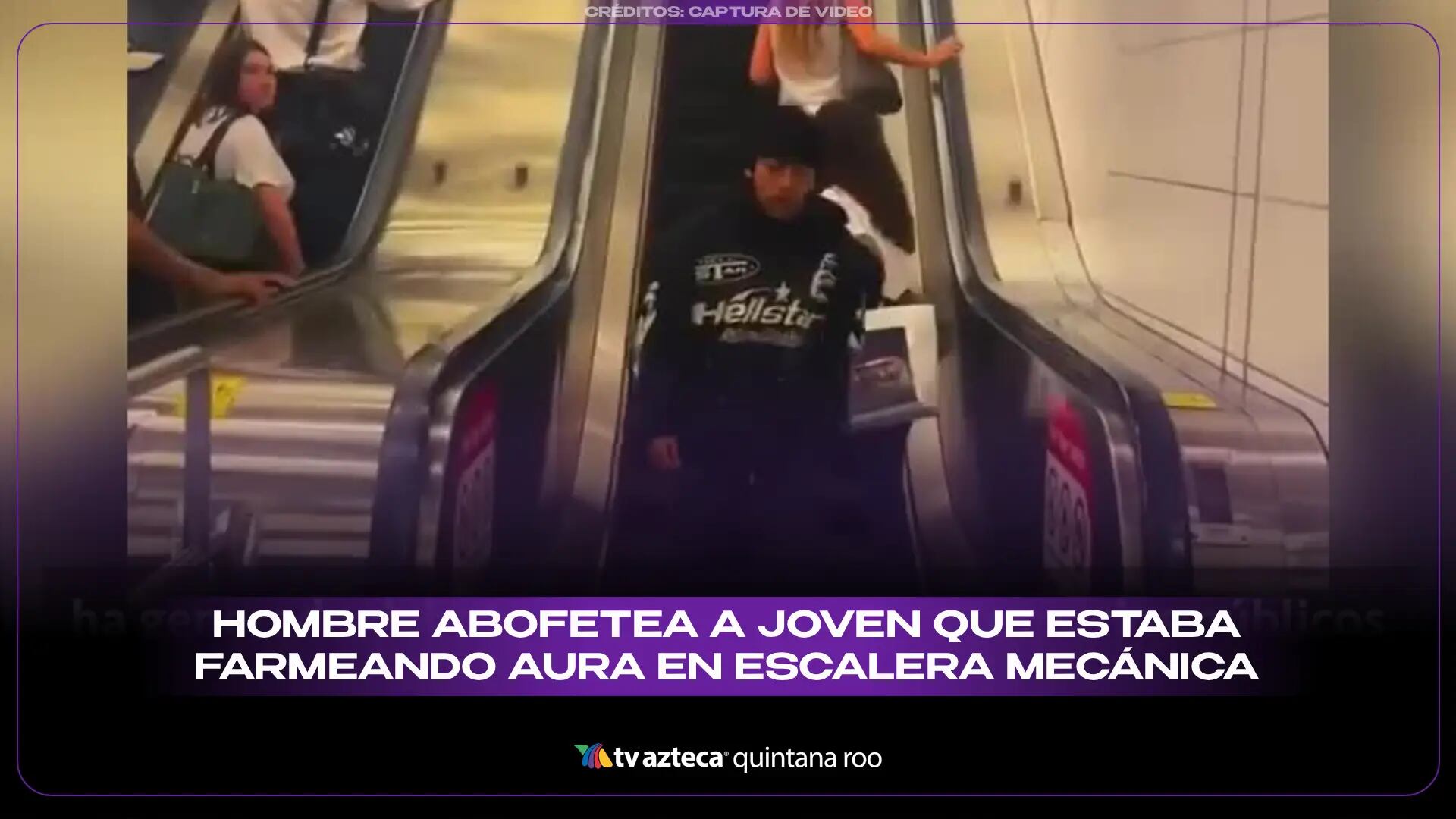 Hombre abofetea a joven que estaba farmeando aura en escalera mecánica