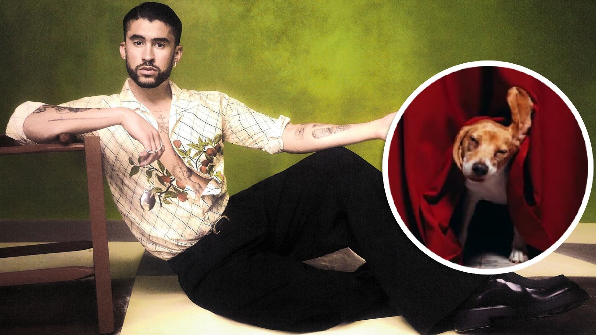 Bad Bunny, en compañía de su perrita Sansa, ha robado las miradas tras unas fotografías en las que posó con la Beagle para Dogue.