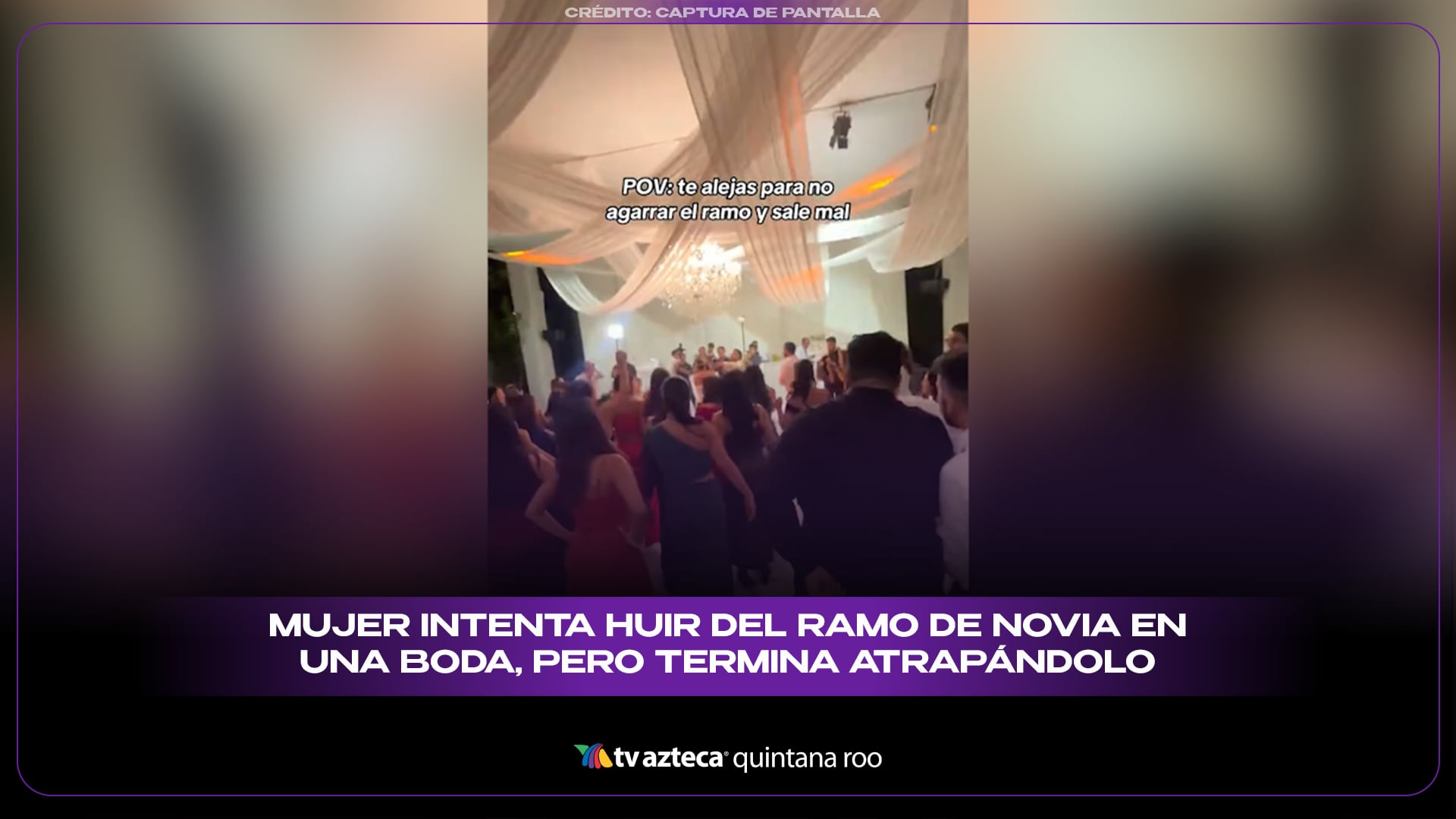 Mujer intenta huir del ramo de novia en una boda, pero termina atrapándolo contra todo pronóstico