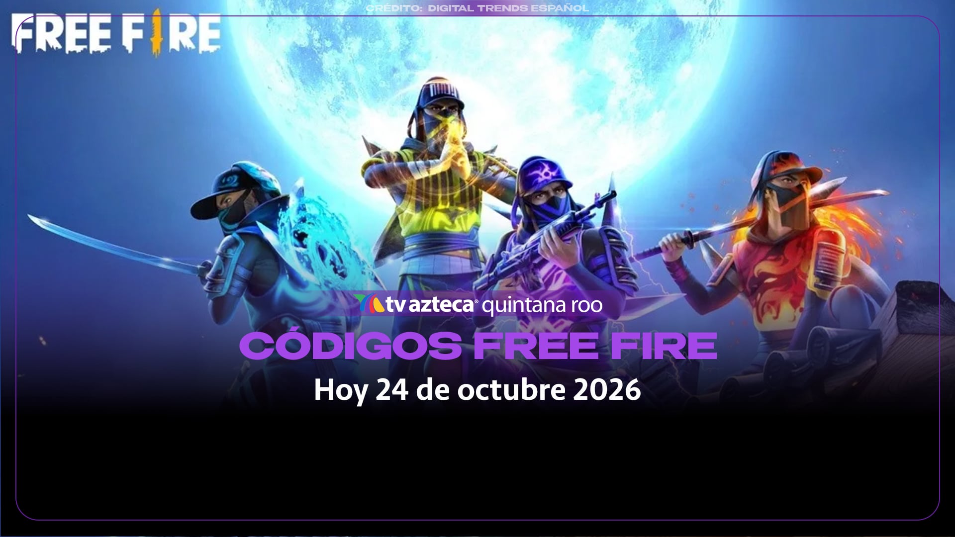 Free fire Max: Códigos GRATIS de hoy 24 de octubre de 2026.