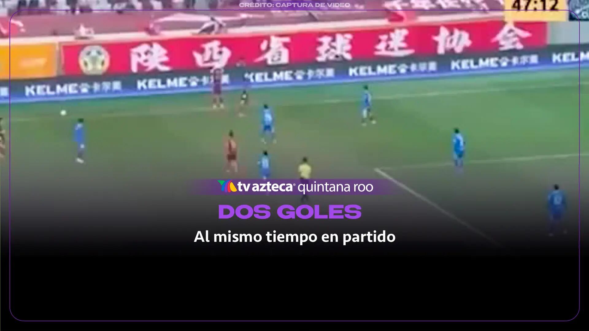 Dos goles al mismo tiempo en partido de la liga china: video causa furor por escena inédita