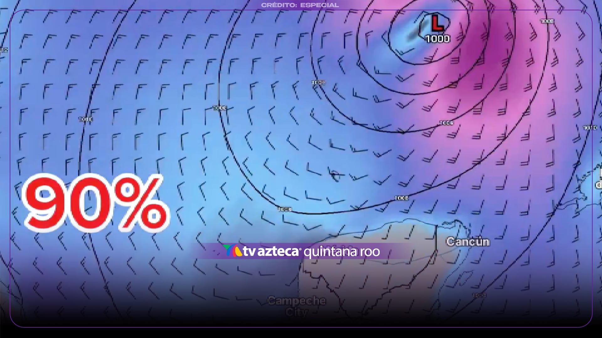 Hoy podría nacer el ciclón tropical Isaías en el Golfo de México. Se incrementa a 90% la probabilidad de desarrollo ciclónico.