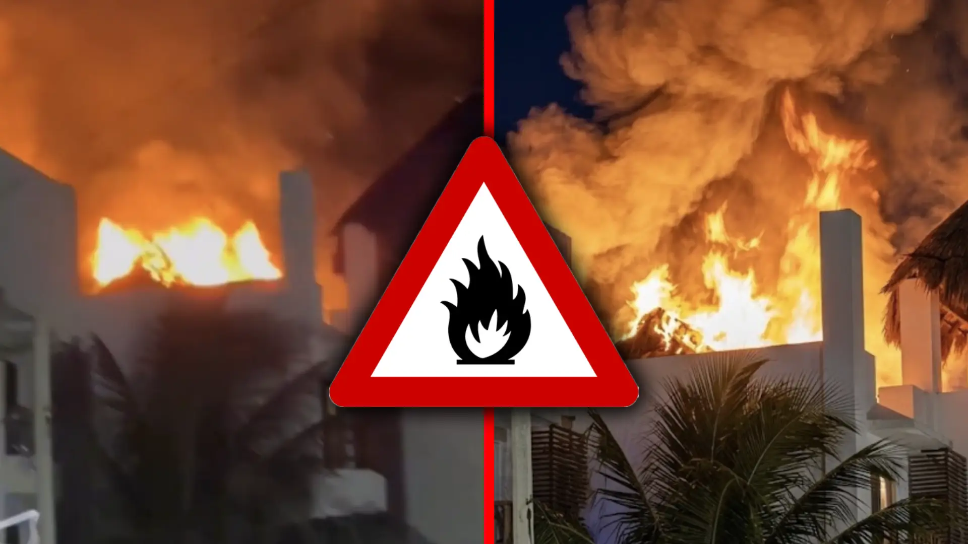 Voraz incendio envuelve en llamas dos palapas de un hotel: Evacúan a huéspedes que se encontraban en las instalaciones a la hora del siniestro