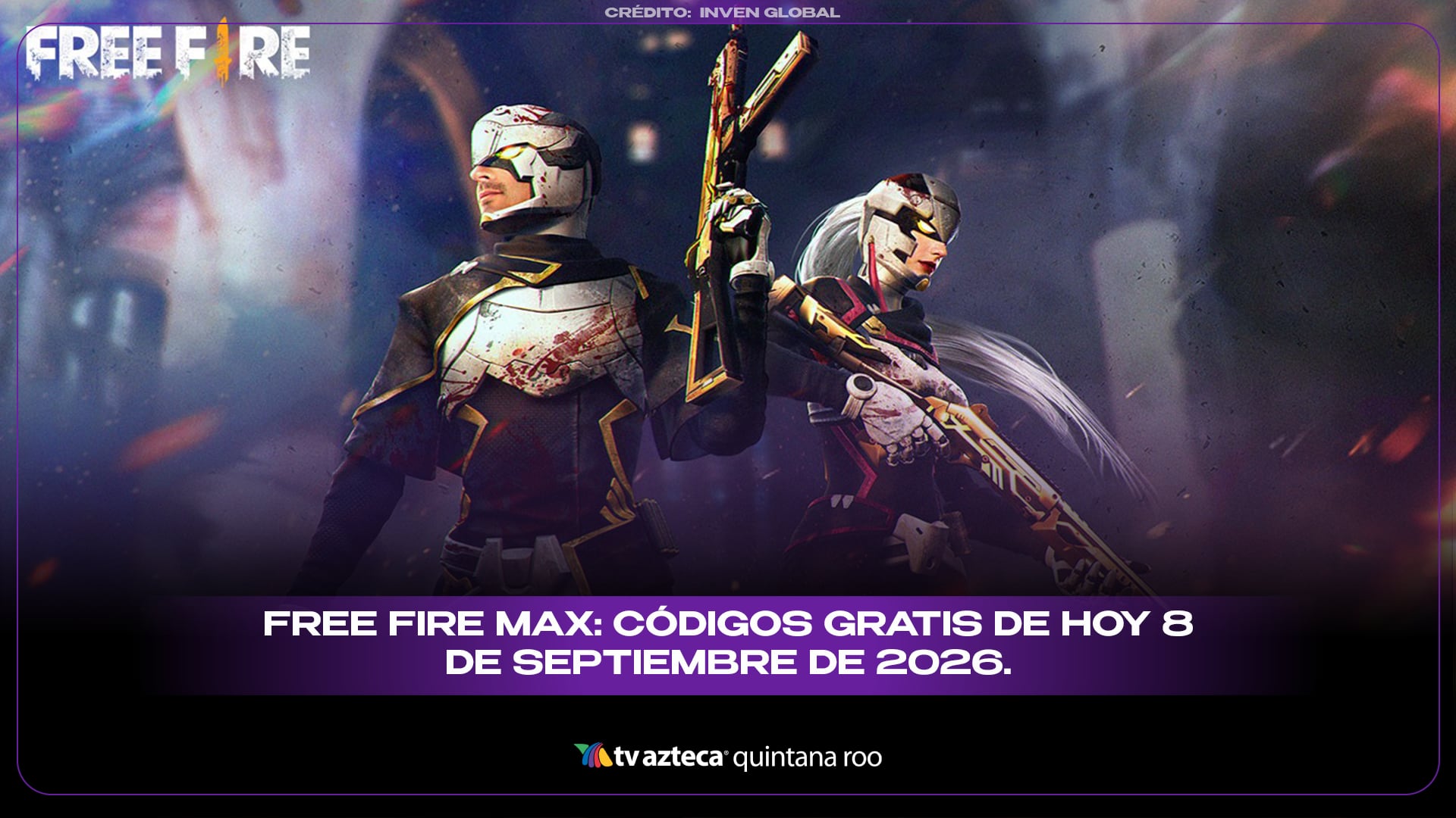 Free fire Max: Códigos GRATIS de hoy 8 de septiembre de 2026. 