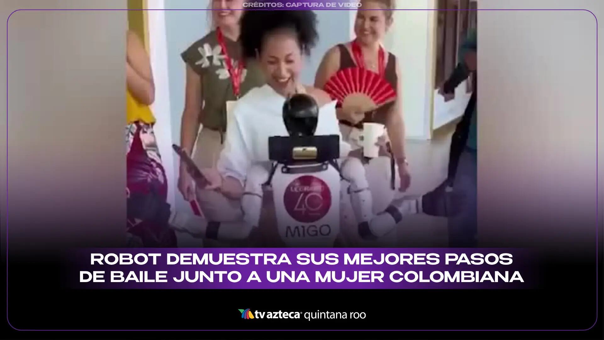 Robot demuestra sus mejores pasos de baile junto a una mujer colombiana