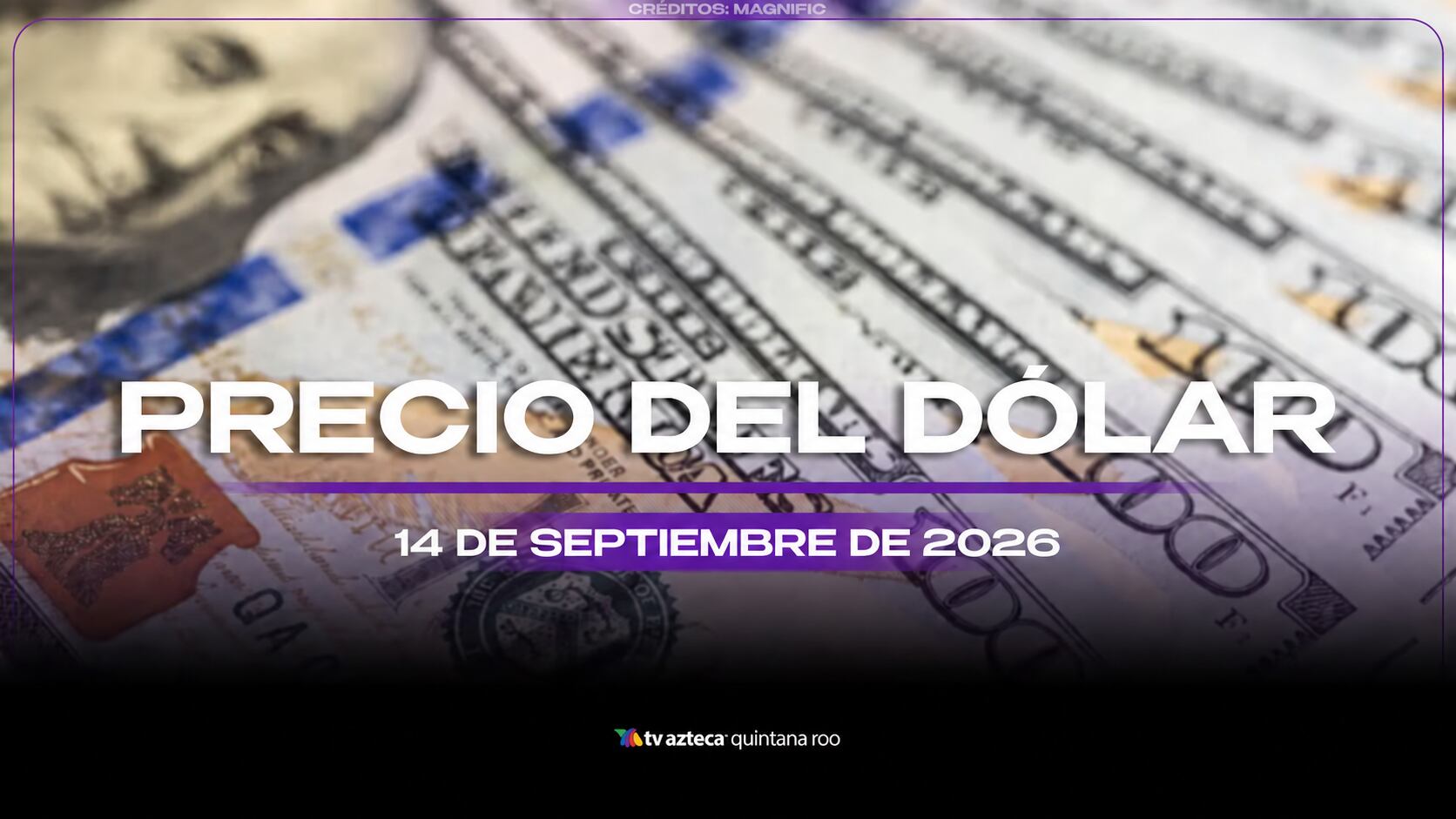 El precio del dólar oficial de Banxico para hoy, 14 de septiembre de 2026, se ubica en 16.97 pesos mexicanos por unidad.