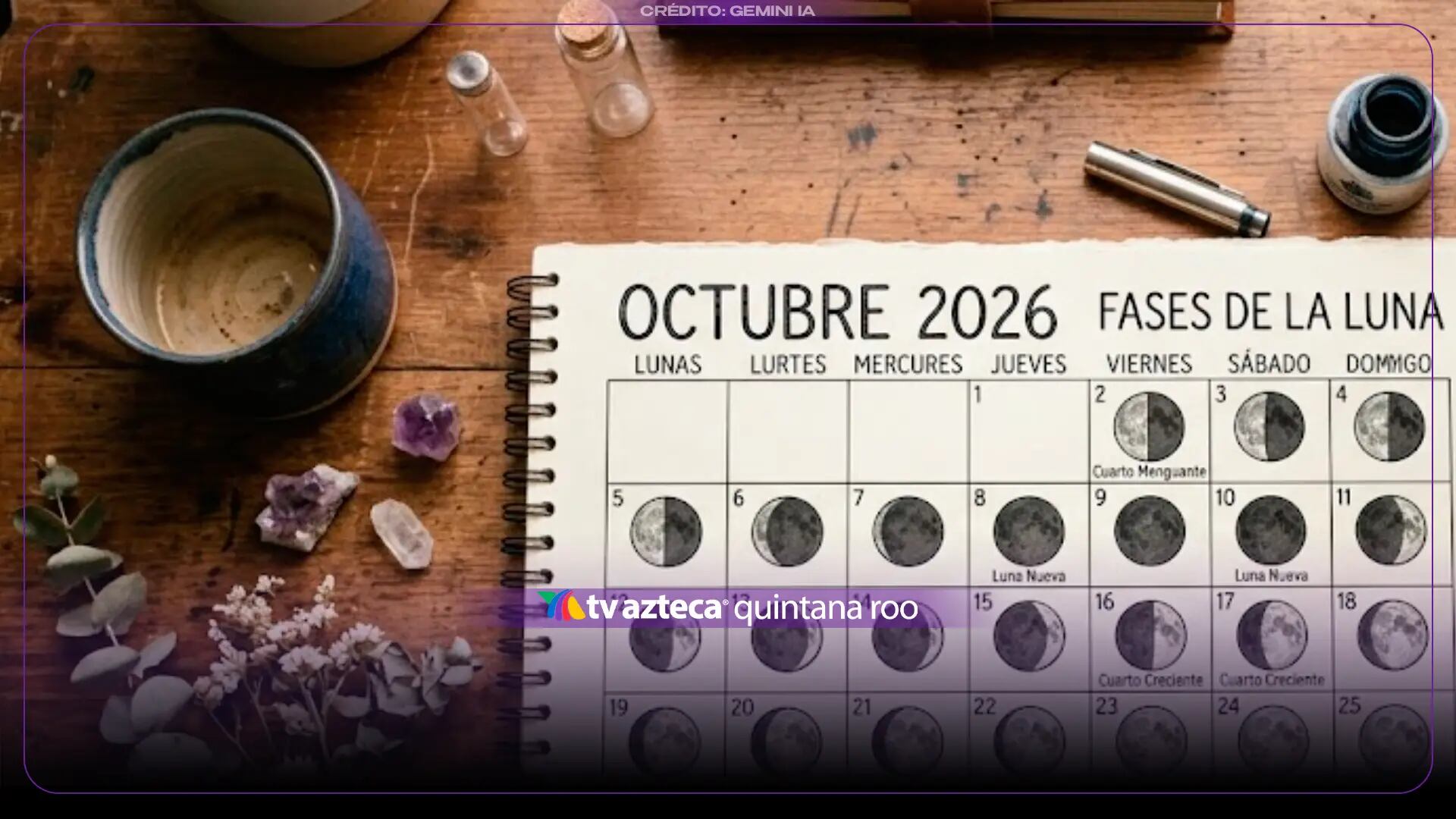 Calendario Lunar COMPLETO del mes de octubre 2025: Fases, fechas importantes y ritual para la Luna Llena