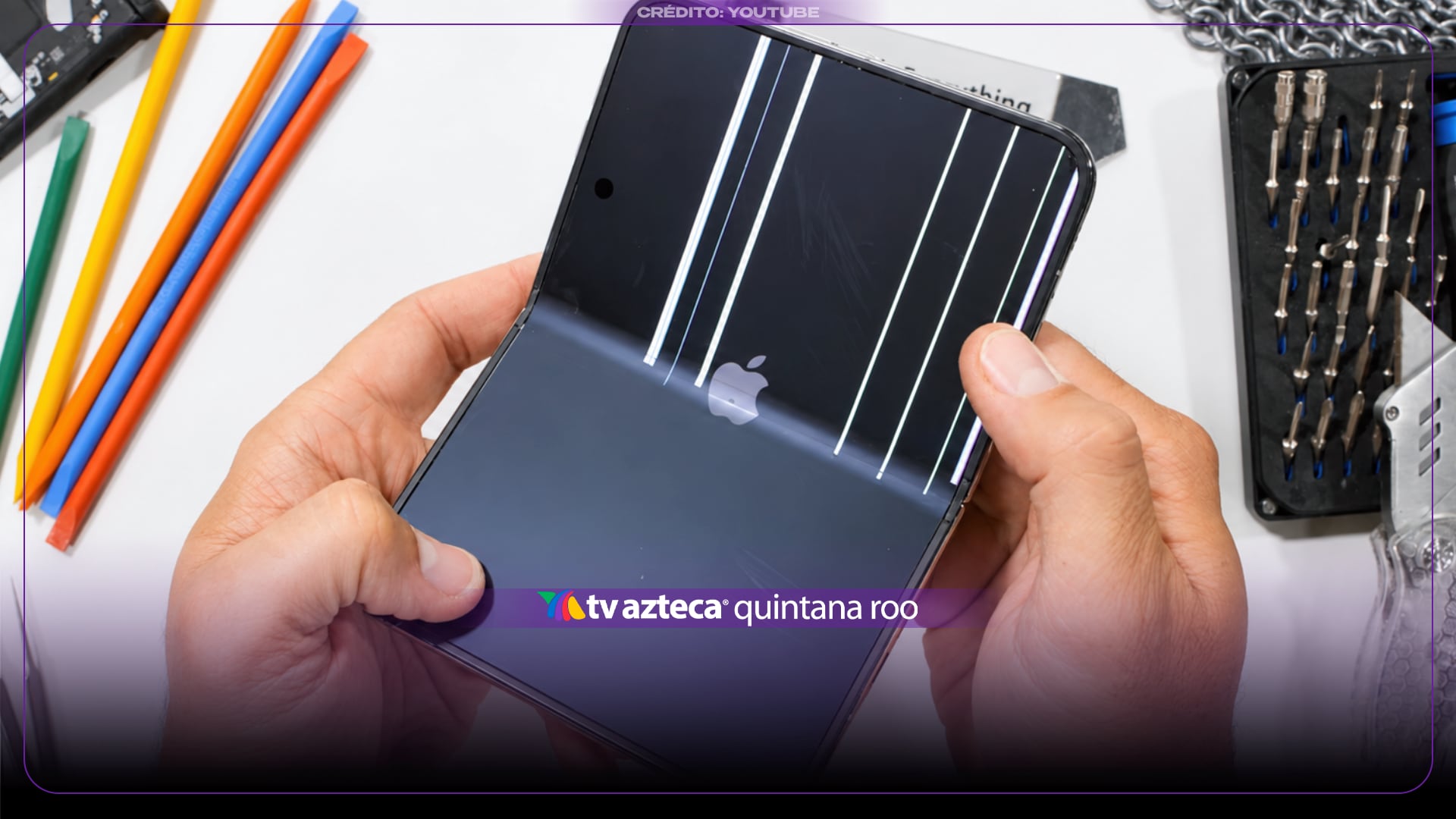 Se reporta aparición de líneas en la pantalla interior en los 75,003 pliegues.