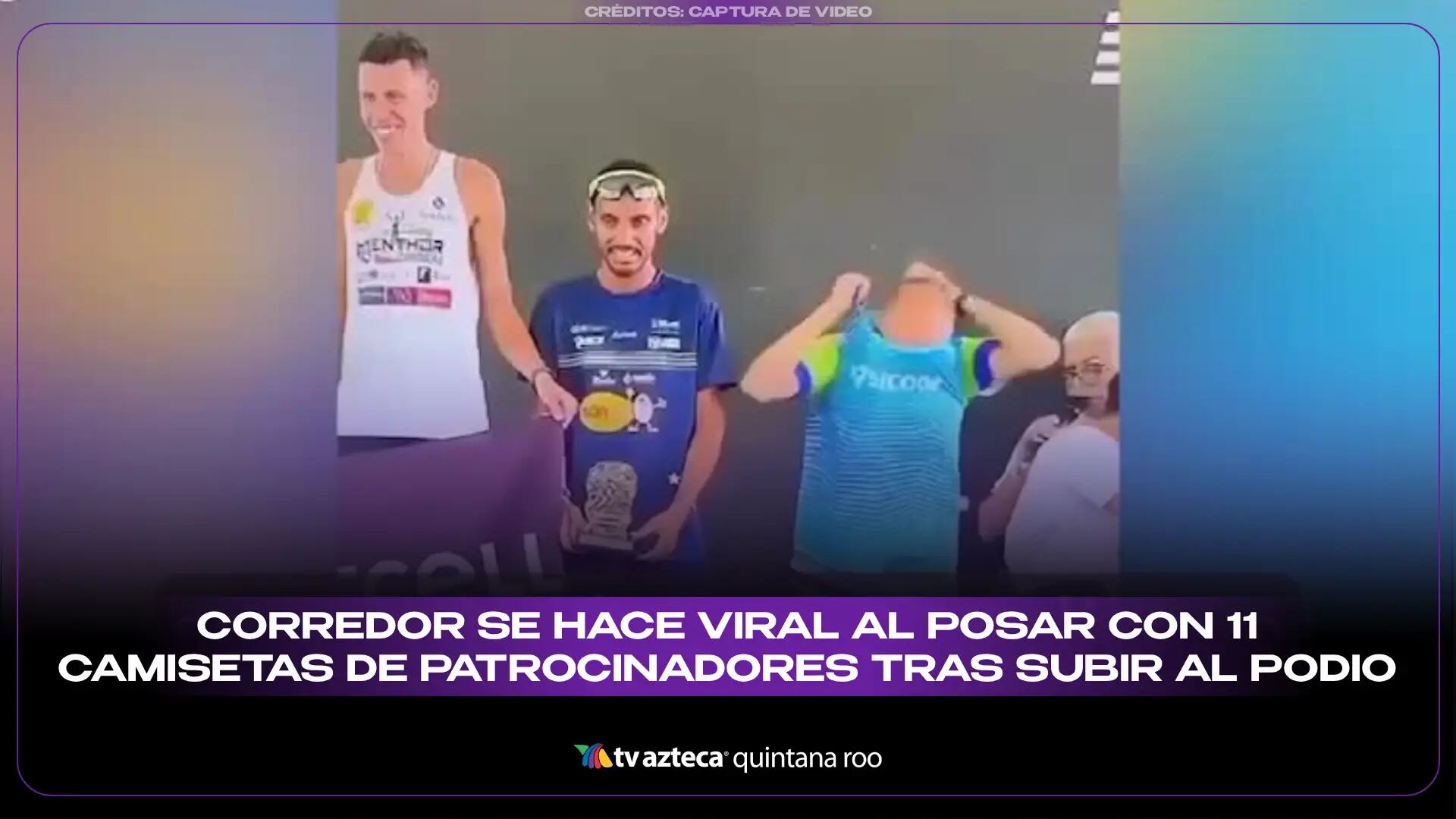 Corredor brasileño se hace viral al posar con 11 camisetas de patrocinadores tras subir al podio
