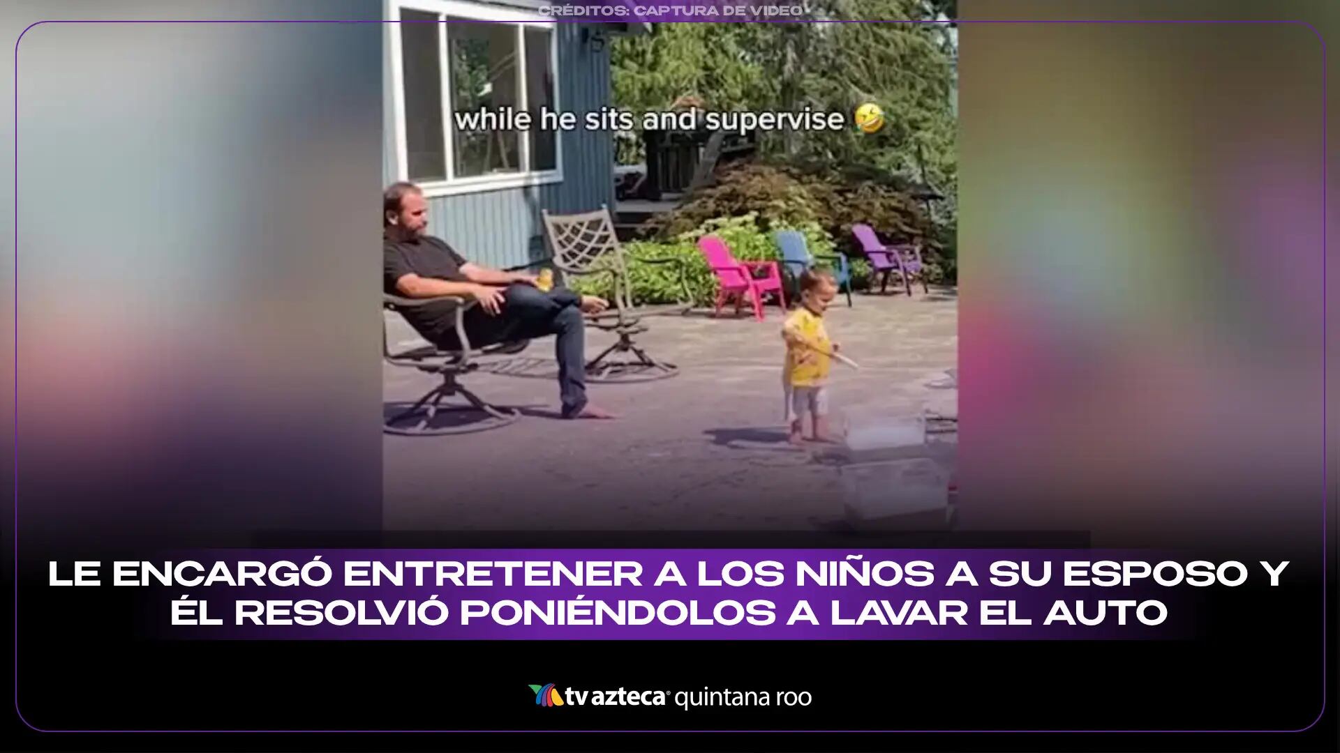 Misión cumplida: Le encargó entretener a los niños a su esposo y él resolvió poniéndolos a lavar el auto
